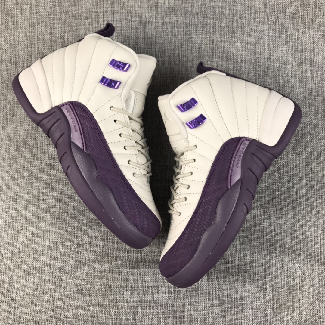 Air Jordan 12 GS White Purple Shoes - Click Image to Close